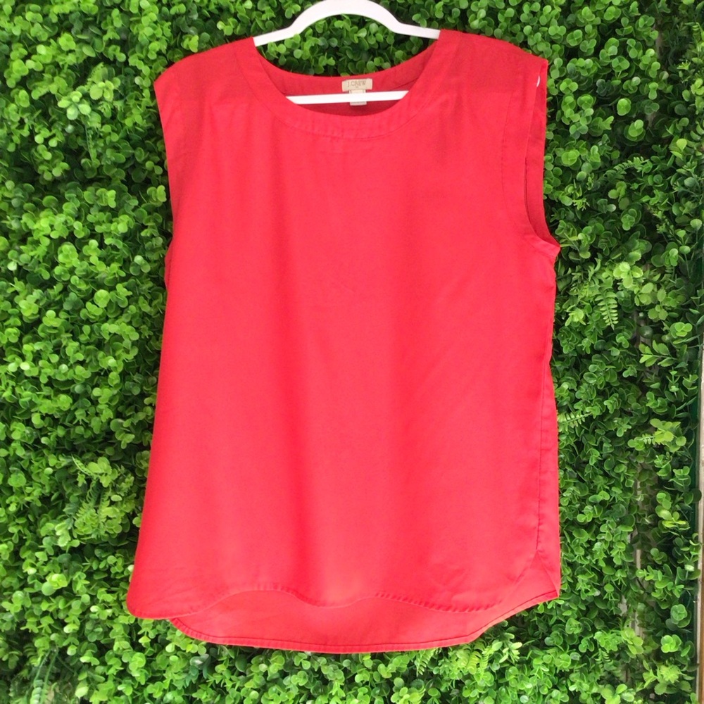 J. Crew Red Sleeveless Boxy Blouse